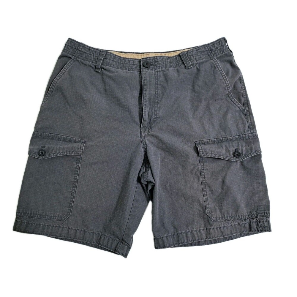 Izod Cargo Shorts Mens 32 Gray Safari Utility Pockets Outdoor Work Ripstop Fish
